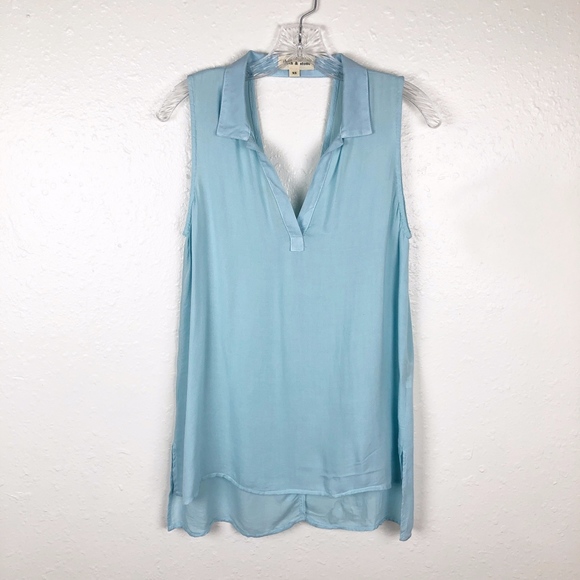 Cloth &‎ Stone Back Cutout Collared Sleeveless Top - Picture 1 of 8